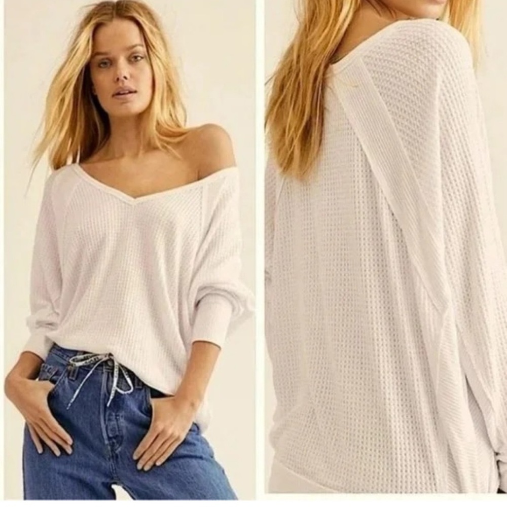 Free People Santa Clara Thermal Top in White